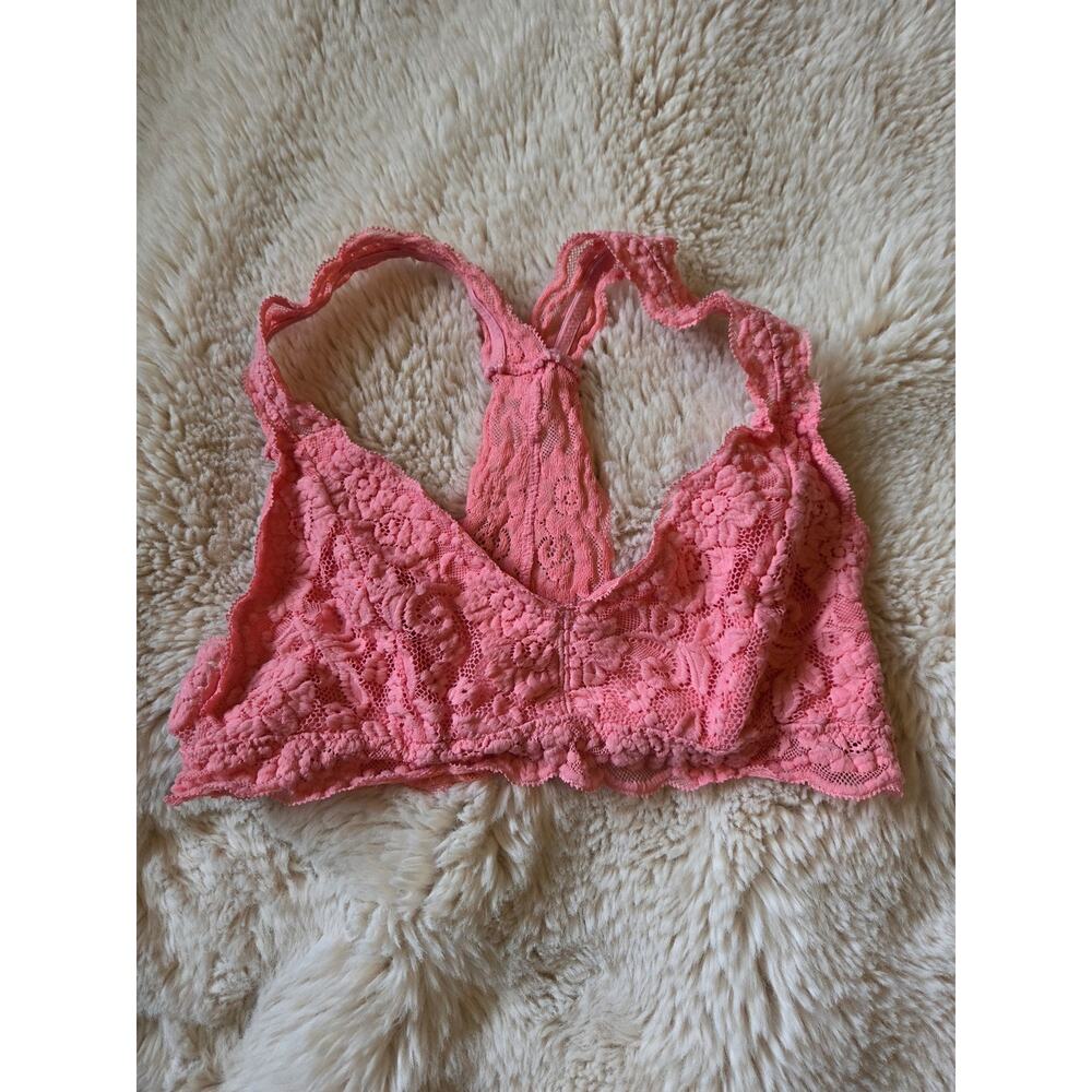 Mae Pink Lacey Racerback Bralette unlined V neck Bra Size Large